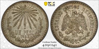 1932-M Peso KM-455 AU58