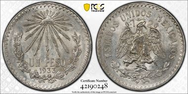 1933-M Peso KM-455  Ag MS62