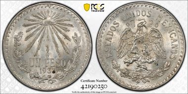 1933-M Peso KM-455  Ag MS64