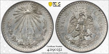 1933-M Peso KM-455  Ag MS62