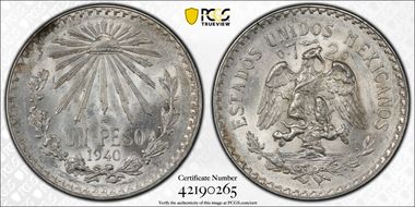1940-M Peso KM-455  Ag MS64