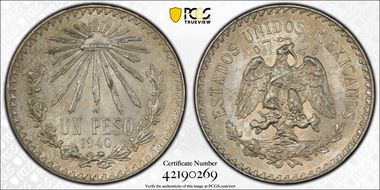 1940-M Peso KM-455  Ag MS64