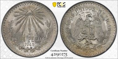 1945-M Peso KM-455 Ag MS66