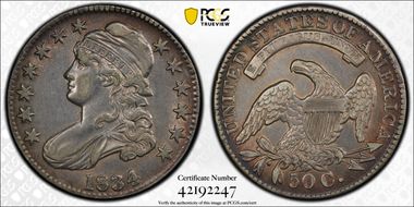 1834 50C Large Date, Large Letters N1