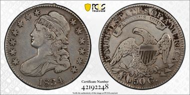 1834 50C Large Date, Large Letters N1