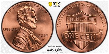 2014-D 1C Shield MS68RD