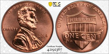 2014-D 1C Shield MS68RD