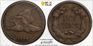 1857 1C Flying Eagle VF25