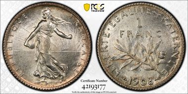 1908 1 Fr Gad-467 F-217 MS65