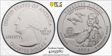 2021-P 25C Tuskegee Airmen NP 5oz Silver First Strike SP69