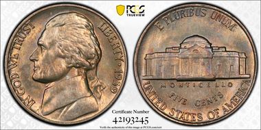 1939 5C Reverse of 1938 MS65