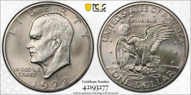 1972-S $1 Silver MS67