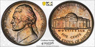 1942 5C Nickel PR67