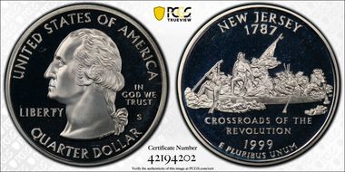 1999-S 25C New Jersey Silver PR69DCAM