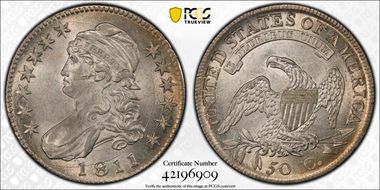 1811 50C O-104a AU58