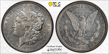 1878 8TF $1 VAM 14.15 Lines in Hair AU53