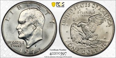 1974-S $1 Silver MS67
