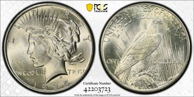 1925 $1 VAM 1T (5), Missing Ray MS65