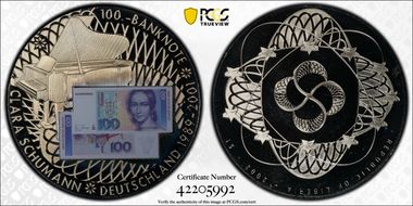 2002 $1 Clara Schumann 100 Deutche Mark Banknote MS68