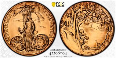 1970-P Medal D1970-2f Bronze  S. Carolina Small MS69RD