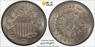 1866 5C Rays MS65