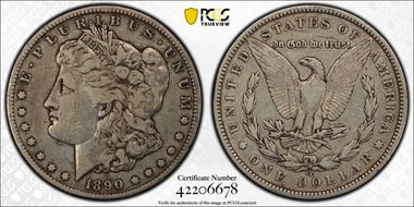 1890-CC $1 Tailbar F15