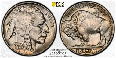 1936-S 5C MS66+