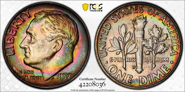 1957-D 10C MS67+ FB