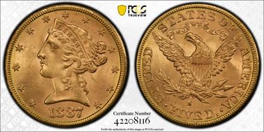 1887-S $5 MS65+