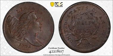 1794 1/2C C-4a Sm Edge Letters MS64+ BN