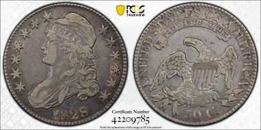 1828 50C Square 2, Small 8s, Lg. Letters VF35