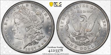 1897 $1 VAM 6A, Pitted Reverse MS63