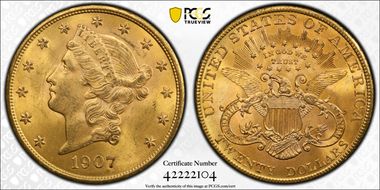 1907 $20 Liberty MS64