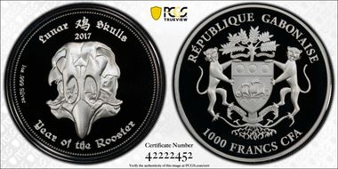 2017 1000 Fr Lunar Skull - Rooster PR70DCAM
