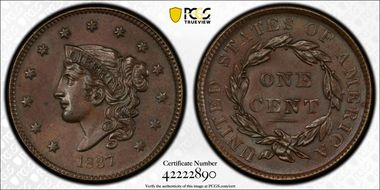 1837 1C Newcomb-16 MS65BN