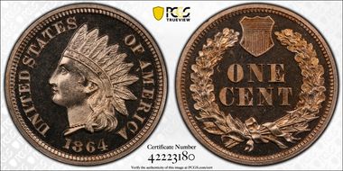 1864 1C Copper Nickel PR65CAM