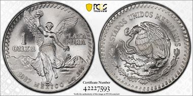 1987-Mo Onza Libertad Ag MS68