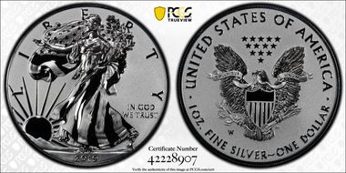 2019-W $1 Silver Eagle Enhanced Rev PR Pride of Two Nations PR70