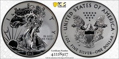 2013-W $1 Reverse Proof West Point Mint Set PR70