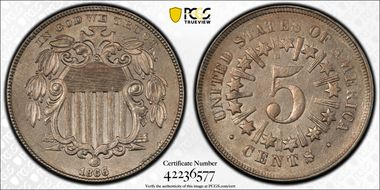 1866 5C Rays MS62