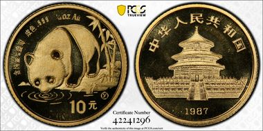 1987-Y 10 Yn Panda Gold PAN-47B MS70