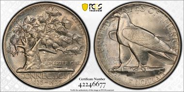 1935 50C Connecticut MS65