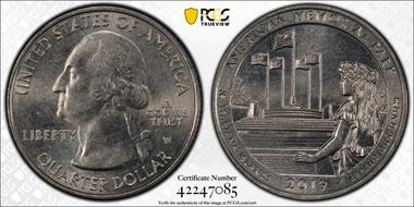 2019-W 25C American Memorial NP AU58