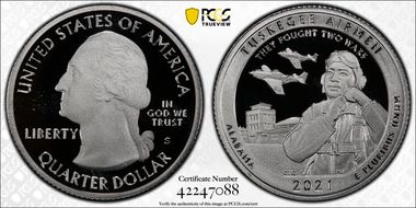 2021-S 25C Tuskegee Airmen NP Silver First Strike PR69DCAM