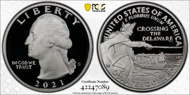 2021-S 25C Crossing the Delaware-Silver First Strike PR70DCAM