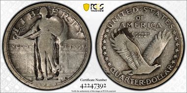 1916 25C Standing Liberty N1