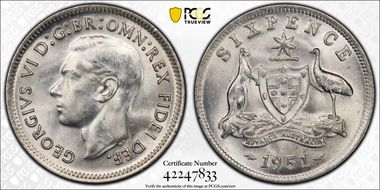 1951(m) 6D KM-45  Ag MS65