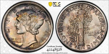 1916-S 10C Mercury MS64FB