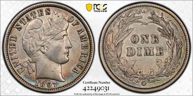 1897-O 10C AU53