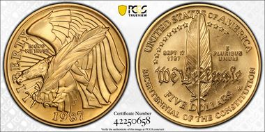 1987-W $5 Constitution MS69